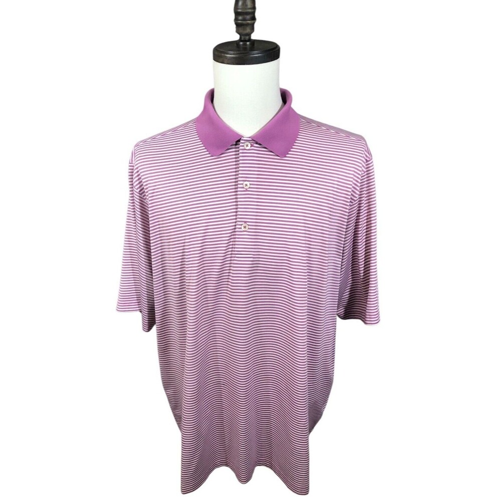 Donald Ross Mens Golf Polo Shirt Striped Purple&White XL Quarter Century Club